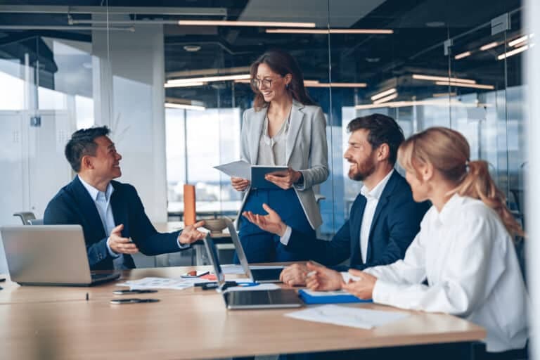 Business team having a meeting in a modern office.